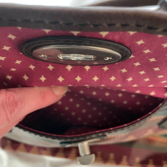 Fossil Key-Per Vinyl Coated Shoulder Tote Bag Approx 16.5" x 10.5" Multicolored - Picture 5 of 16